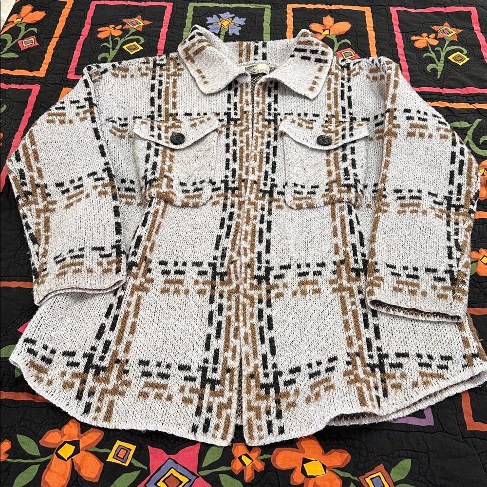 By Design Sweater-Gray and Brown